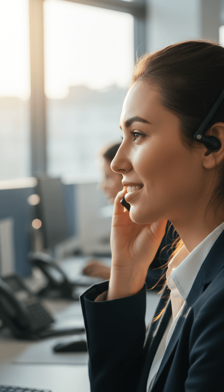Customer service representative engaged in a call